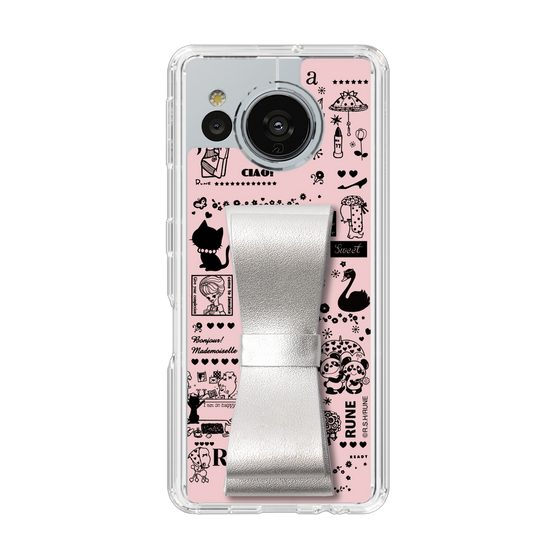Slim Protection Case - STAND & RING RIBBON Silver［ Rune Naito - RUNE Girl Retro & Modern - Pink ］