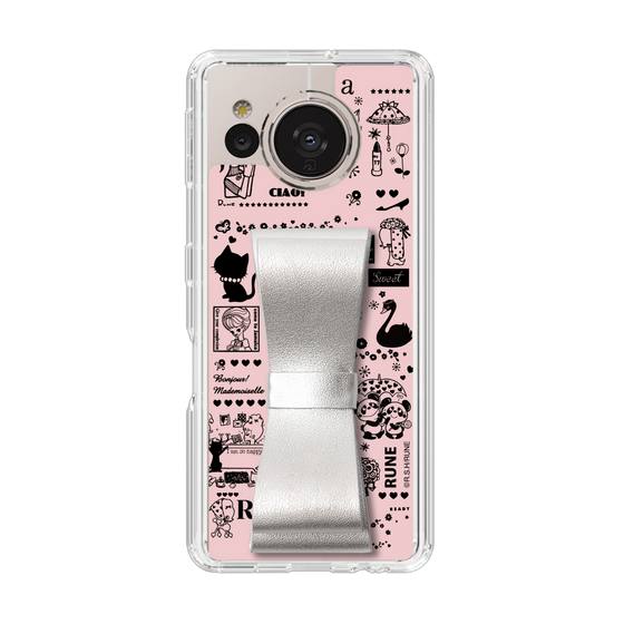 Slim Protection Case - STAND & RING RIBBON Silver［ Rune Naito - RUNE Girl Retro & Modern - Pink ］