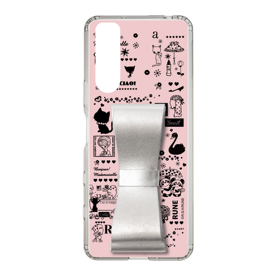Slim Protection Case - STAND & RING RIBBON Silver［ Rune Naito - RUNE Girl Retro & Modern - Pink ］