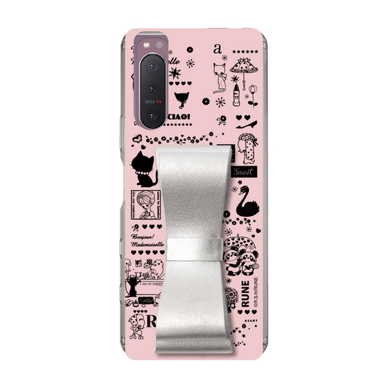Slim Protection Case - STAND & RING RIBBON Silver［ Rune Naito - RUNE Girl Retro & Modern - Pink ］