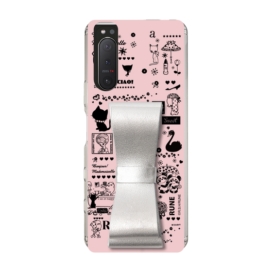 Slim Protection Case - STAND & RING RIBBON Silver［ Rune Naito - RUNE Girl Retro & Modern - Pink ］