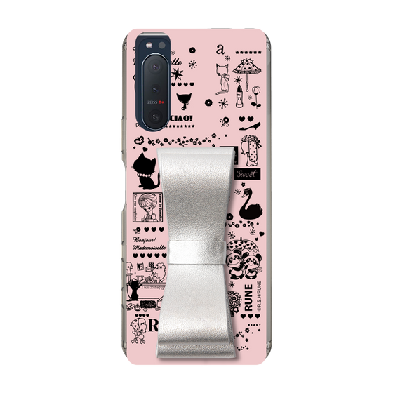 Slim Protection Case - STAND & RING RIBBON Silver［ Rune Naito - RUNE Girl Retro & Modern - Pink ］
