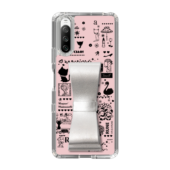 Slim Protection Case - STAND & RING RIBBON Silver［ Rune Naito - RUNE Girl Retro & Modern - Pink ］