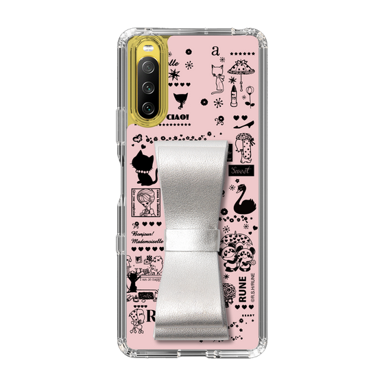 Slim Protection Case - STAND & RING RIBBON Silver［ Rune Naito - RUNE Girl Retro & Modern - Pink ］