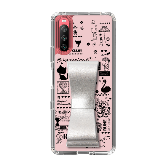 Slim Protection Case - STAND & RING RIBBON Silver［ Rune Naito - RUNE Girl Retro & Modern - Pink ］