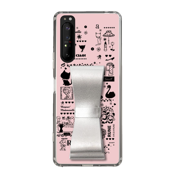 Slim Protection Case - STAND & RING RIBBON Silver［ Rune Naito - RUNE Girl Retro & Modern - Pink ］