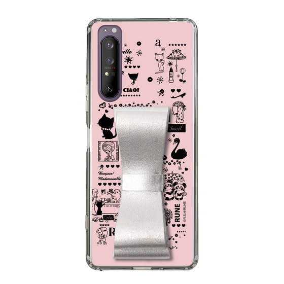 Slim Protection Case - STAND & RING RIBBON Silver［ Rune Naito - RUNE Girl Retro & Modern - Pink ］