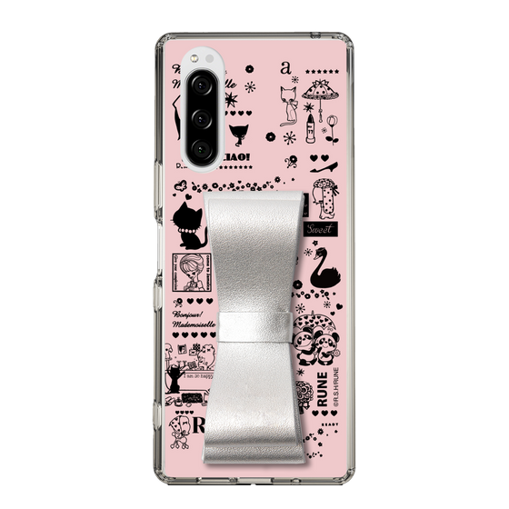 Slim Protection Case - STAND & RING RIBBON Silver［ Rune Naito - RUNE Girl Retro & Modern - Pink ］