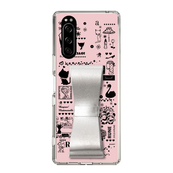Slim Protection Case - STAND & RING RIBBON Silver［ Rune Naito - RUNE Girl Retro & Modern - Pink ］