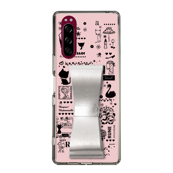 Slim Protection Case - STAND & RING RIBBON Silver［ Rune Naito - RUNE Girl Retro & Modern - Pink ］
