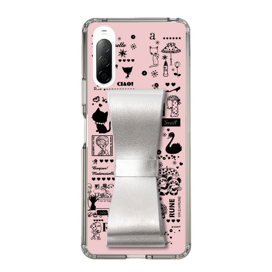 Slim Protection Case - STAND & RING RIBBON Silver［ Rune Naito - RUNE Girl Retro & Modern - Pink ］