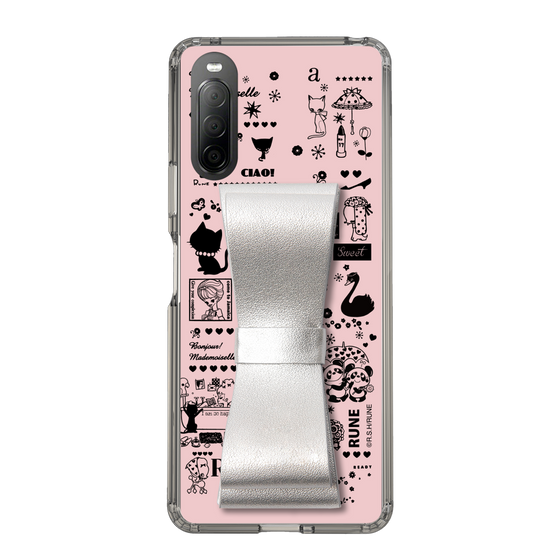 Slim Protection Case - STAND & RING RIBBON Silver［ Rune Naito - RUNE Girl Retro & Modern - Pink ］