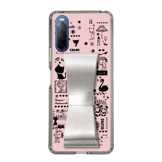 Slim Protection Case - STAND & RING RIBBON Silver［ Rune Naito - RUNE Girl Retro & Modern - Pink ］