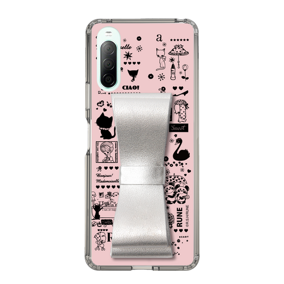 Slim Protection Case - STAND & RING RIBBON Silver［ Rune Naito - RUNE Girl Retro & Modern - Pink ］