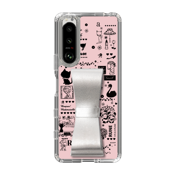 Slim Protection Case - STAND & RING RIBBON Silver［ Rune Naito - RUNE Girl Retro & Modern - Pink ］
