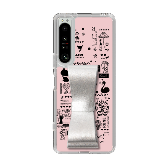 Slim Protection Case - STAND & RING RIBBON Silver［ Rune Naito - RUNE Girl Retro & Modern - Pink ］