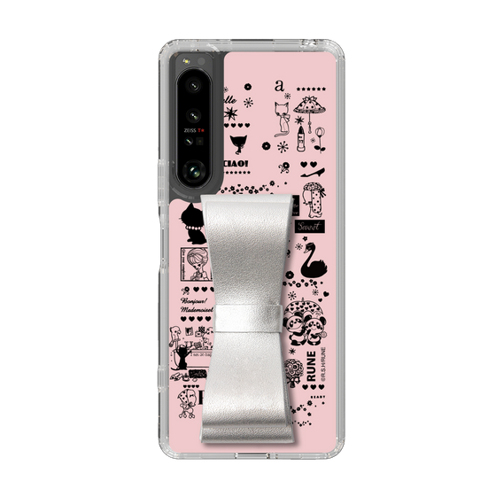 Slim Protection Case - STAND & RING RIBBON Silver［ Rune Naito - RUNE Girl Retro & Modern - Pink ］