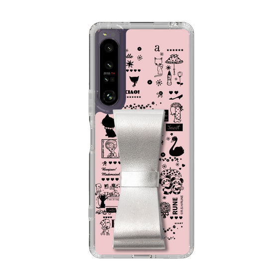 Slim Protection Case - STAND & RING RIBBON Silver［ Rune Naito - RUNE Girl Retro & Modern - Pink ］