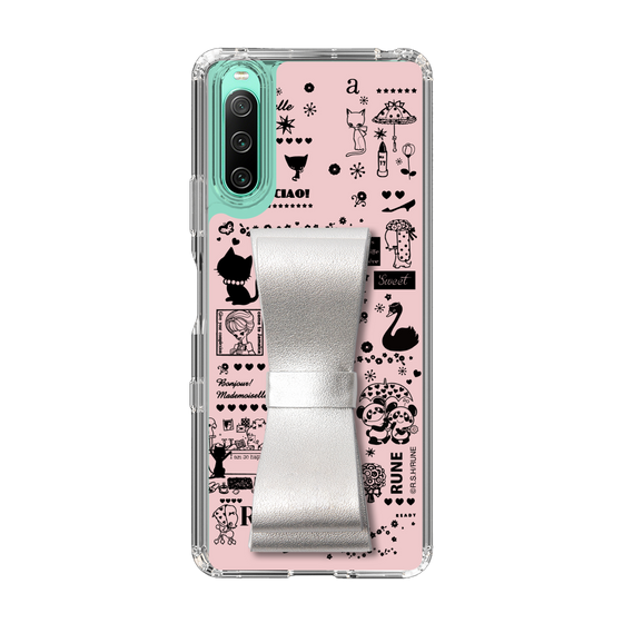 Slim Protection Case - STAND & RING RIBBON Silver［ Rune Naito - RUNE Girl Retro & Modern - Pink ］