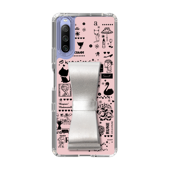 Slim Protection Case - STAND & RING RIBBON Silver［ Rune Naito - RUNE Girl Retro & Modern - Pink ］