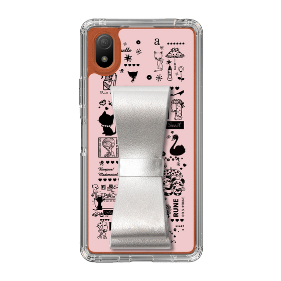 Slim Protection Case - STAND & RING RIBBON Silver［ Rune Naito - RUNE Girl Retro & Modern - Pink ］