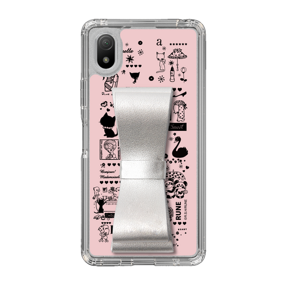 Slim Protection Case - STAND & RING RIBBON Silver［ Rune Naito - RUNE Girl Retro & Modern - Pink ］