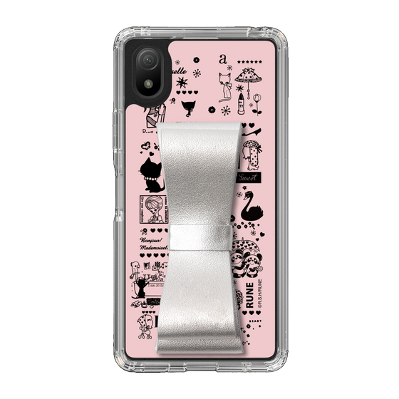 Slim Protection Case - STAND & RING RIBBON Silver［ Rune Naito - RUNE Girl Retro & Modern - Pink ］