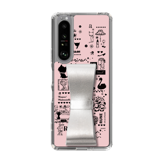 Slim Protection Case - STAND & RING RIBBON Silver［ Rune Naito - RUNE Girl Retro & Modern - Pink ］
