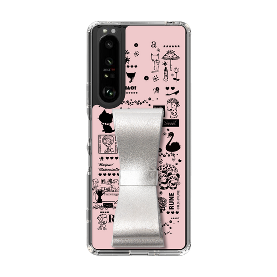 Slim Protection Case - STAND & RING RIBBON Silver［ Rune Naito - RUNE Girl Retro & Modern - Pink ］