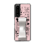 Slim Protection Case - STAND & RING RIBBON Silver［ Rune Naito - RUNE Girl Retro & Modern - Pink ］