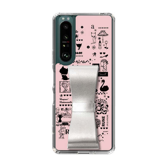 Slim Protection Case - STAND & RING RIBBON Silver［ Rune Naito - RUNE Girl Retro & Modern - Pink ］