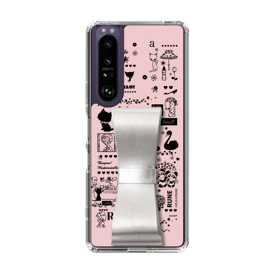 Slim Protection Case - STAND & RING RIBBON Silver［ Rune Naito - RUNE Girl Retro & Modern - Pink ］