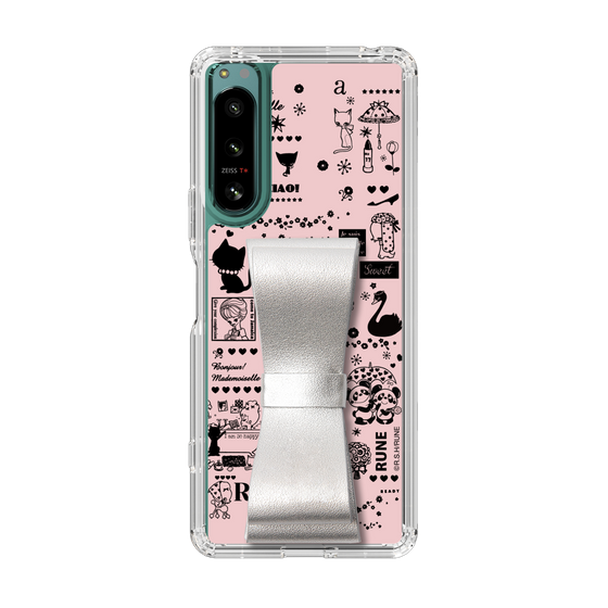 Slim Protection Case - STAND & RING RIBBON Silver［ Rune Naito - RUNE Girl Retro & Modern - Pink ］