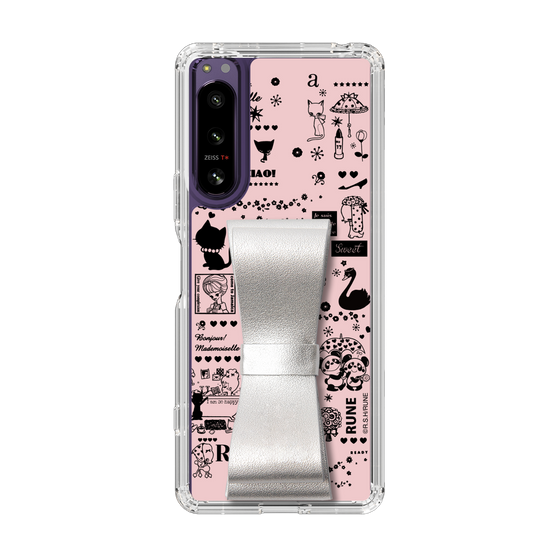 Slim Protection Case - STAND & RING RIBBON Silver［ Rune Naito - RUNE Girl Retro & Modern - Pink ］