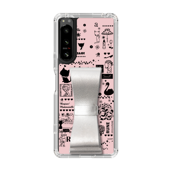 Slim Protection Case - STAND & RING RIBBON Silver［ Rune Naito - RUNE Girl Retro & Modern - Pink ］