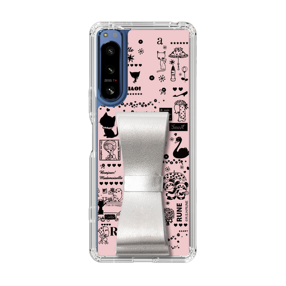 Slim Protection Case - STAND & RING RIBBON Silver［ Rune Naito - RUNE Girl Retro & Modern - Pink ］