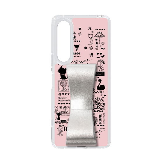 Slim Protection Case - STAND & RING RIBBON Silver［ Rune Naito - RUNE Girl Retro & Modern - Pink ］
