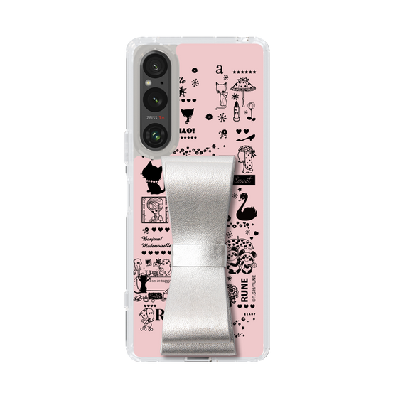 Slim Protection Case - STAND & RING RIBBON Silver［ Rune Naito - RUNE Girl Retro & Modern - Pink ］