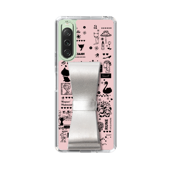 Slim Protection Case - STAND & RING RIBBON Silver［ Rune Naito - RUNE Girl Retro & Modern - Pink ］