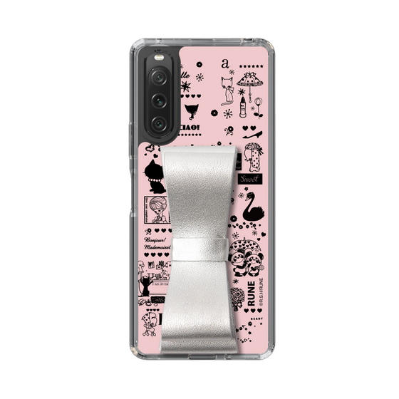 Slim Protection Case - STAND & RING RIBBON Silver［ Rune Naito - RUNE Girl Retro & Modern - Pink ］