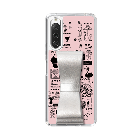 Slim Protection Case - STAND & RING RIBBON Silver［ Rune Naito - RUNE Girl Retro & Modern - Pink ］