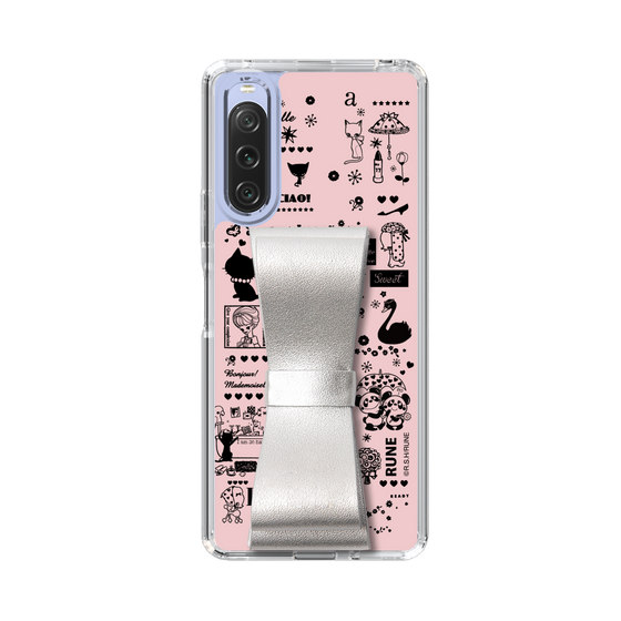 Slim Protection Case - STAND & RING RIBBON Silver［ Rune Naito - RUNE Girl Retro & Modern - Pink ］