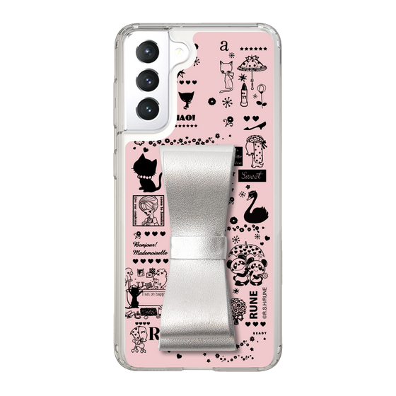 Slim Protection Case - STAND & RING RIBBON Silver［ Rune Naito - RUNE Girl Retro & Modern - Pink ］