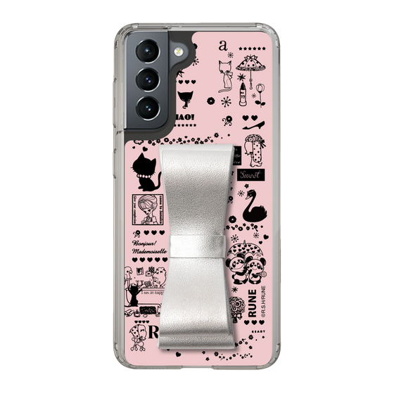 Slim Protection Case - STAND & RING RIBBON Silver［ Rune Naito - RUNE Girl Retro & Modern - Pink ］