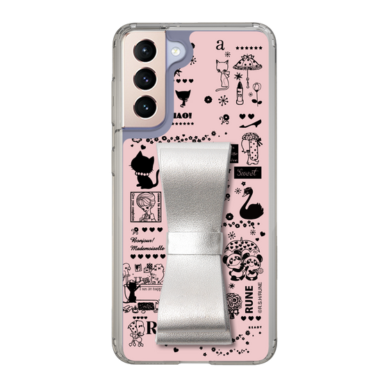 Slim Protection Case - STAND & RING RIBBON Silver［ Rune Naito - RUNE Girl Retro & Modern - Pink ］