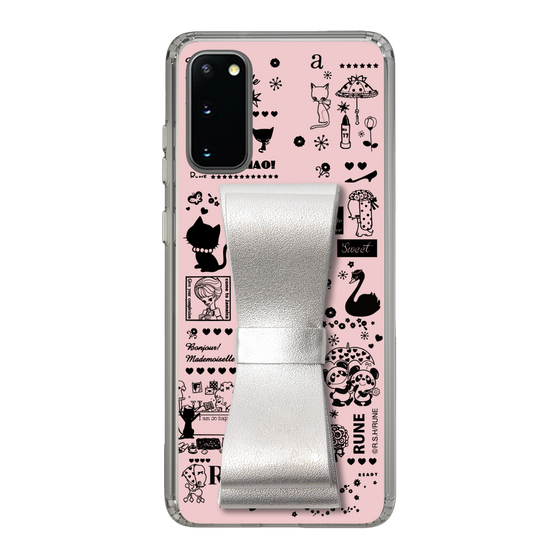 Slim Protection Case - STAND & RING RIBBON Silver［ Rune Naito - RUNE Girl Retro & Modern - Pink ］