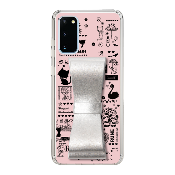 Slim Protection Case - STAND & RING RIBBON Silver［ Rune Naito - RUNE Girl Retro & Modern - Pink ］
