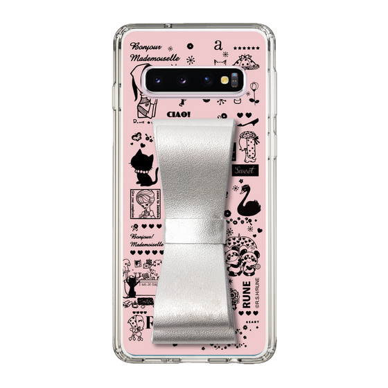 Slim Protection Case - STAND & RING RIBBON Silver［ Rune Naito - RUNE Girl Retro & Modern - Pink ］