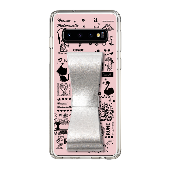 Slim Protection Case - STAND & RING RIBBON Silver［ Rune Naito - RUNE Girl Retro & Modern - Pink ］
