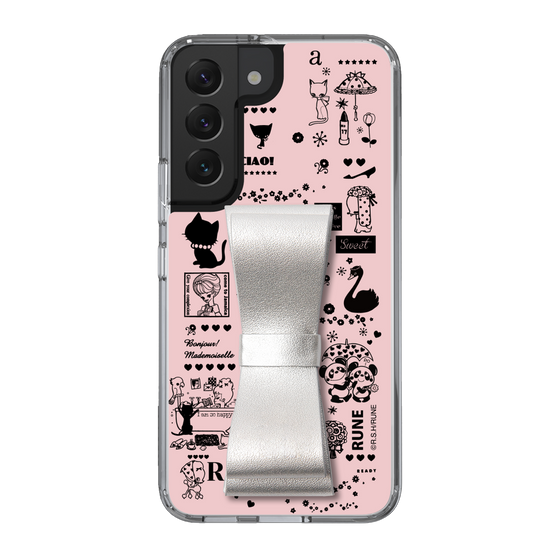 Slim Protection Case - STAND & RING RIBBON Silver［ Rune Naito - RUNE Girl Retro & Modern - Pink ］